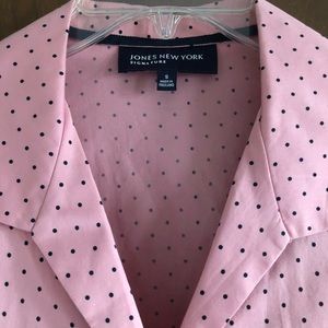 Pink with navy polka dot blouse. Jones of NY